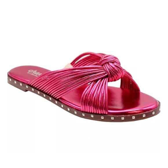 Charles David Womens Bravo Corded Knot Slides Sandals Hot Pink Sz 9 NEW - Picture 1 of 8